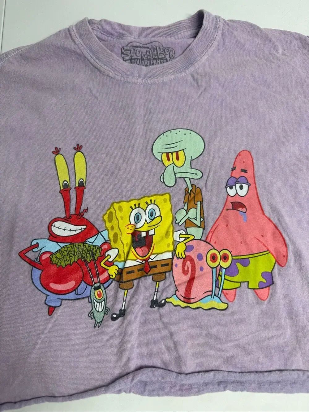 SpongeBob SquarePants Purple Crop T Shirt Womens Size S Rare Collectible Cartoon - Picture 2 of 6